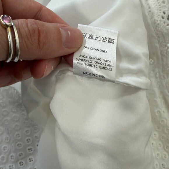 Saloni Olivia Cotton Midi Dress White Eyelet Lace  Embroidered  US 8 - Picture 11 of 14